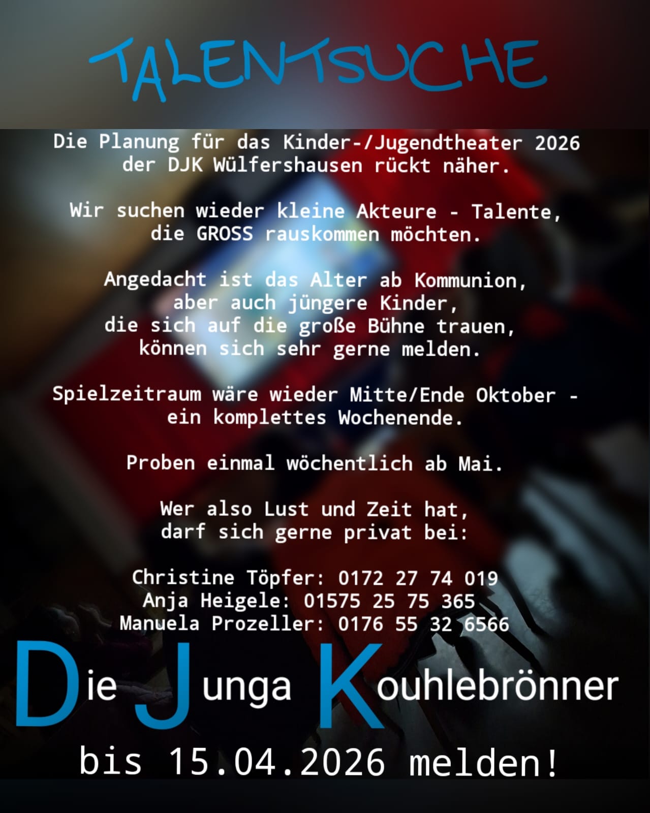 Talentsuche Jugendtheater 2026 Talentsuche Jugendtheater 2026